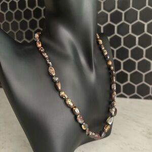 Made in Italy Brown Glass Stone Necklace